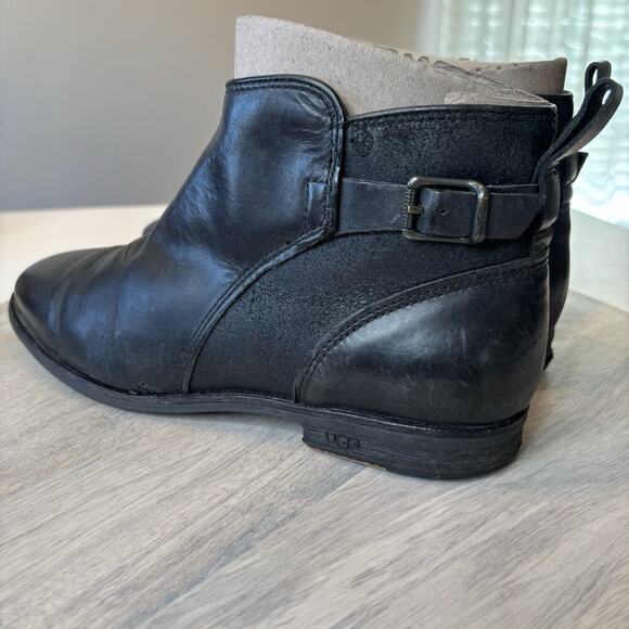 UGG Women’s Demi Leather Full Zip Ankle Booties Round Toe Black US 8 - Picture 4 of 13